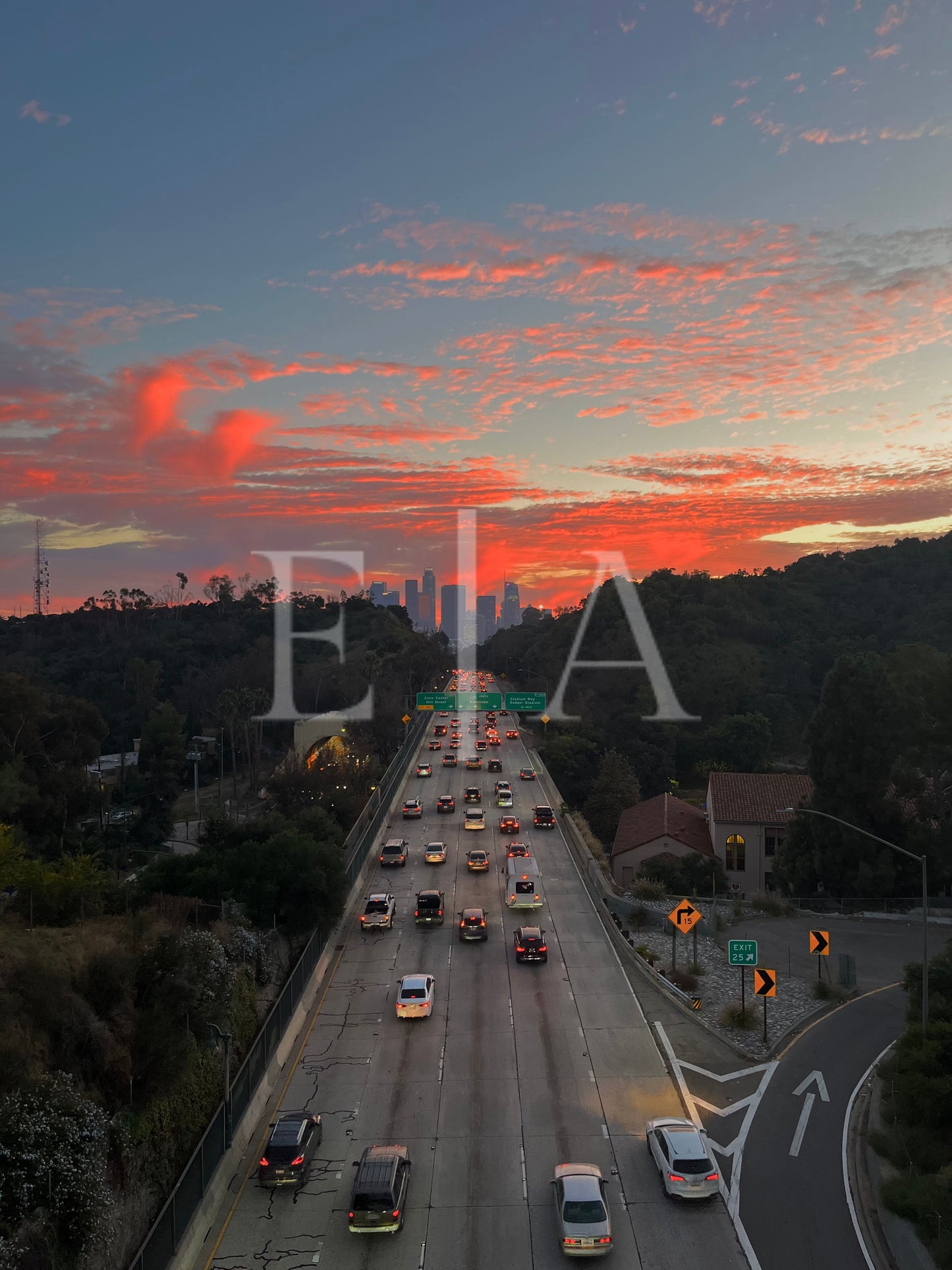 Freeway Sunsets in Central Los Angeles